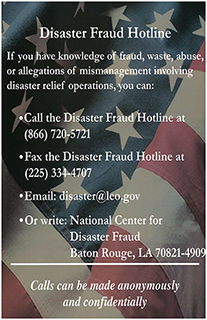 Disaster Fraud Hotline Poster